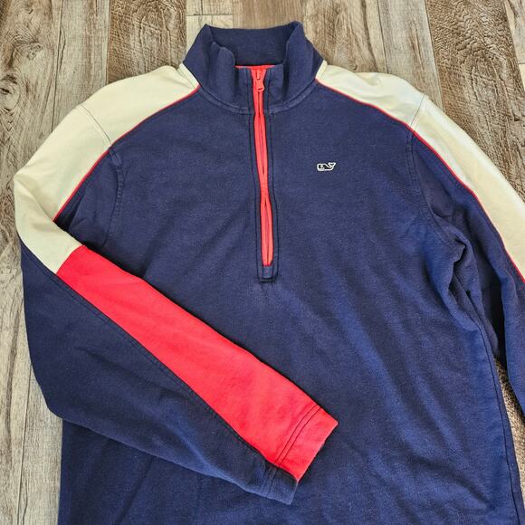 Vineyard Vines Mens S Jacket Active Quarter Zip Cotton Color Block VTG Y2K Whale - Picture 13 of 13
